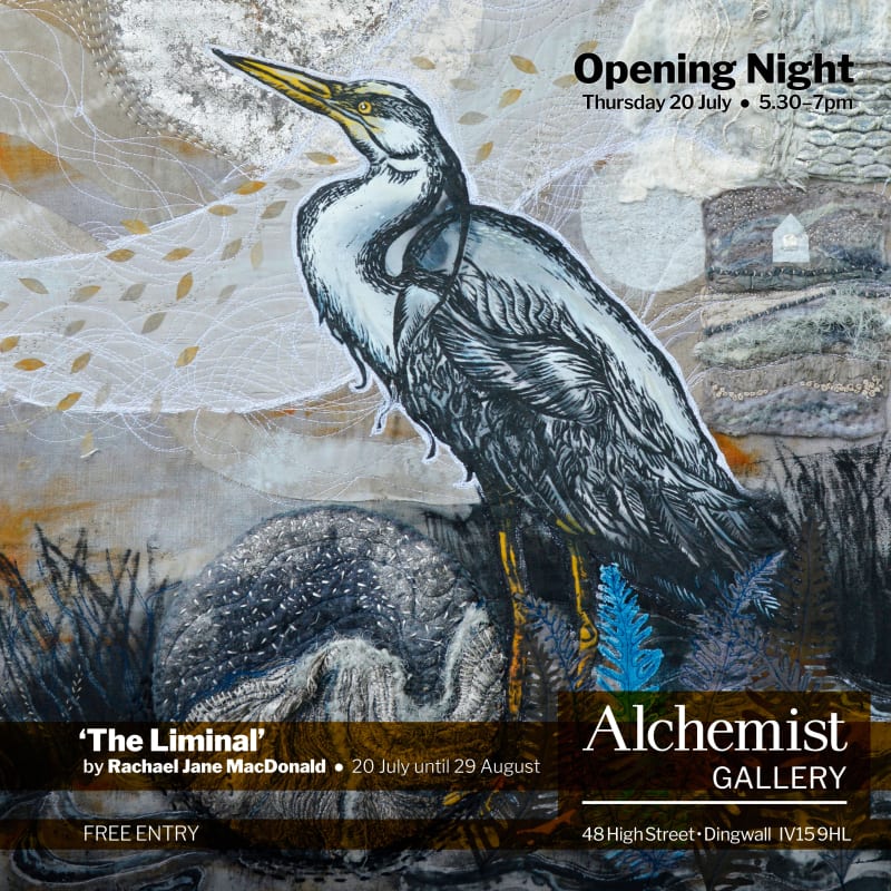 rachael jane macdonald forbes conon bridge textile art the liminal exhibition alchemist gallery