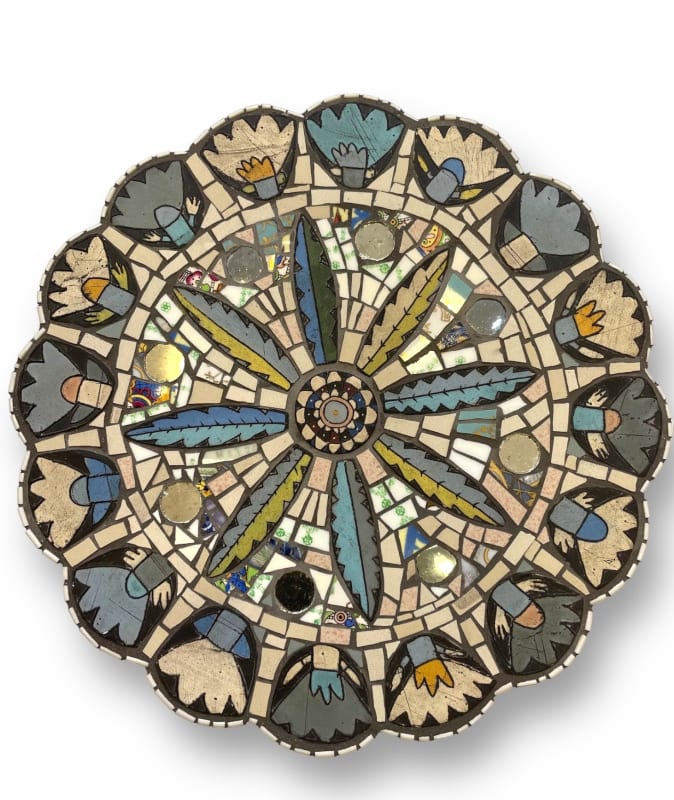 Joanna Veevers Ceramic Assemblage - Flower. Ceramic & mirror tile mosaic