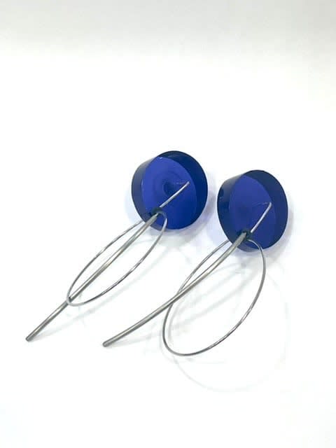 Marlene McKibbin Acrylic and Steel Loop Earrings , 2022 H66 x W25 x D9 mm