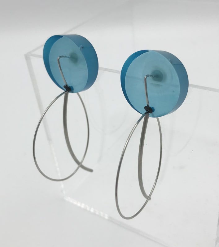 Loop Earrings Aqua, 2022 Acrylic and Stainless Steel