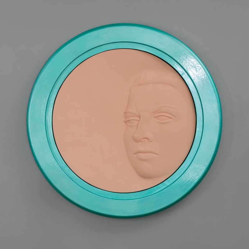 Mette Björnberg, Powder Box, 2021. Vinyl paint on carved wood, varnish, 88x88x7 cm