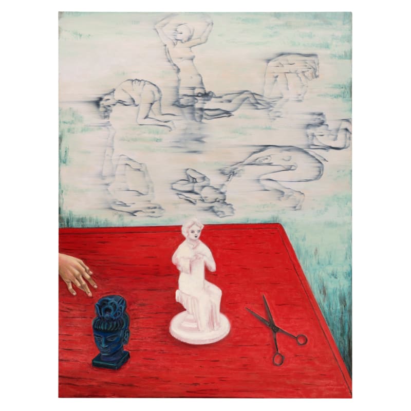 Mamma Andersson, ”Lägga två fingrar i kors / Hope for Good Luck”, 2024. Oil on canvas, 146x110 cm