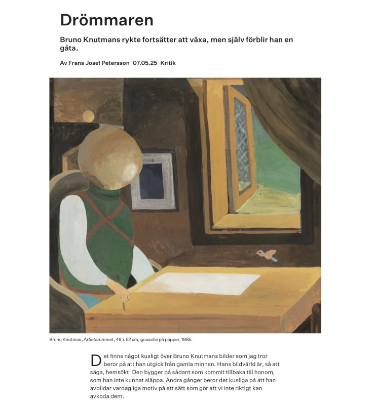Review in Kunstkritikk, Bruno Knutman