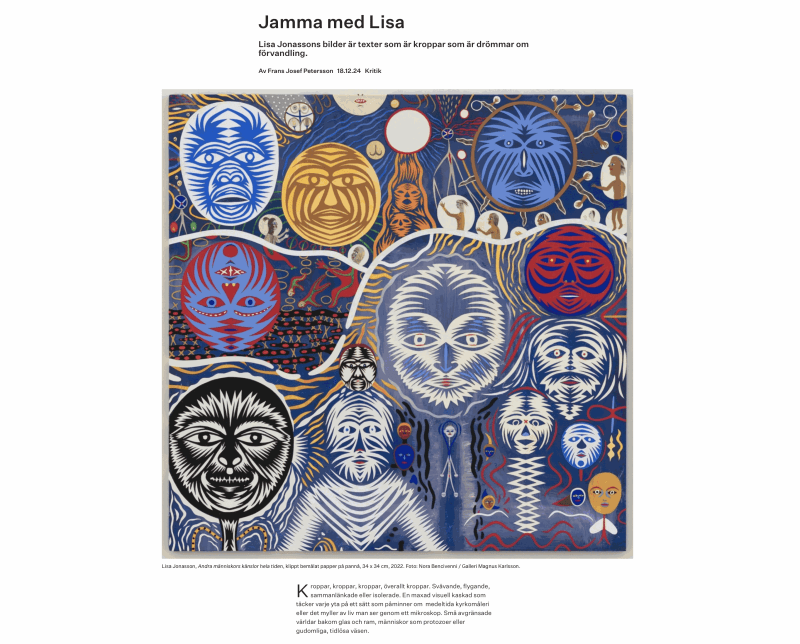 Review in Kunstkritikk, Lisa Jonasson, FRANS JOSEF PETERSSON, KUNSTKRITIKK, DECEMBER 18, 2024