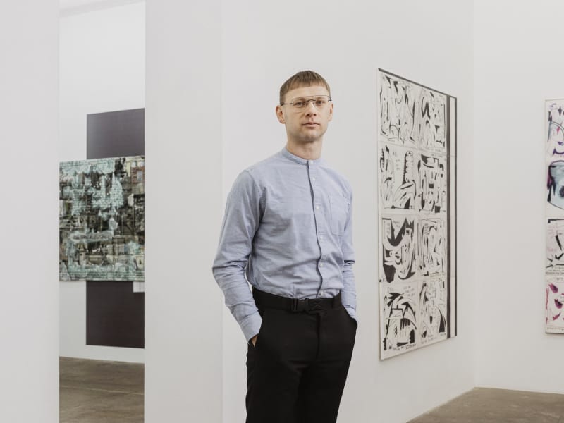 Artist Johannes Listewnik in his solo exhibition: hard days, night