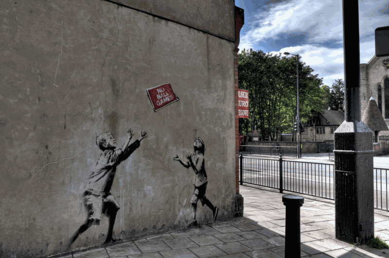 Banksy, No Ball Games, 2009, Tottenham High Road and Phillip Lane, London, England