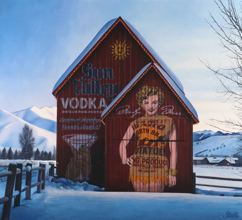 Ben Steele Sun Valley Barn Marilyn Monroe oil painting available at Gilman Contemporary