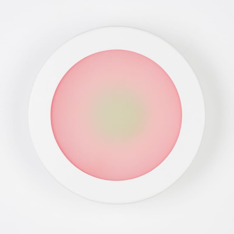 BLSH 6, 2019, panel, lacquer, Plex, film, paint, 10.5 x 10.5 x 3.25 in. (26.7 x 26.7 x 8.3 cm)