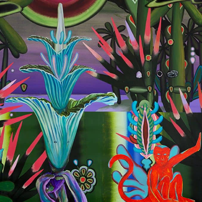 Detail, Tutu, 2018, acrylic on canvas, 70 x 58 in. (177.8 x 147.3 cm)