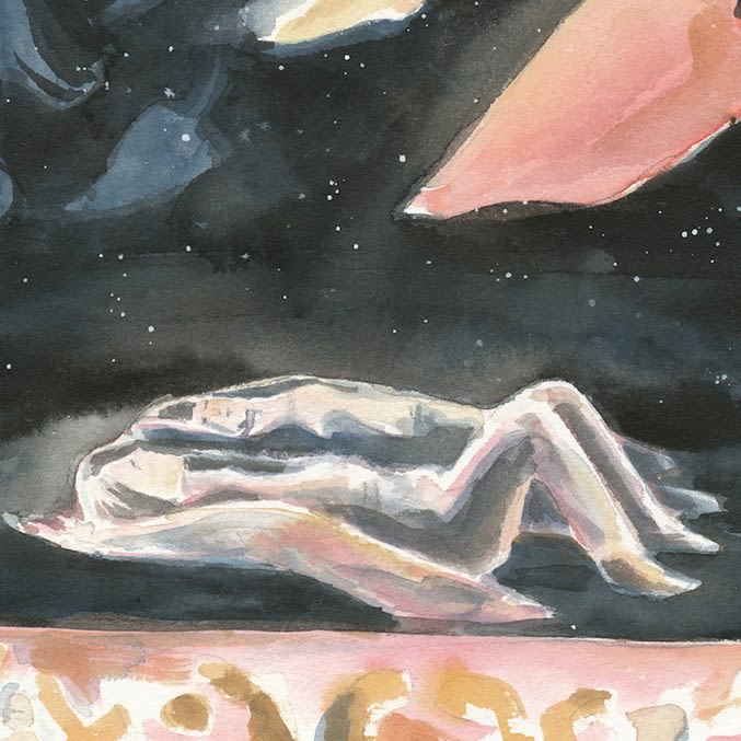 Detail, Together, 2018, acrylic and ink on paper, 8 x 8 in. (20.3 x 20.3 cm)