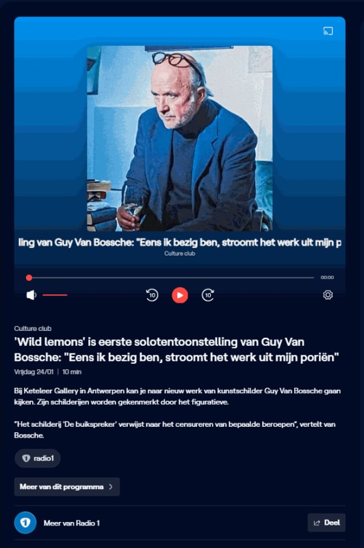 Guy Van Bossche in Culture Club on Radio 1