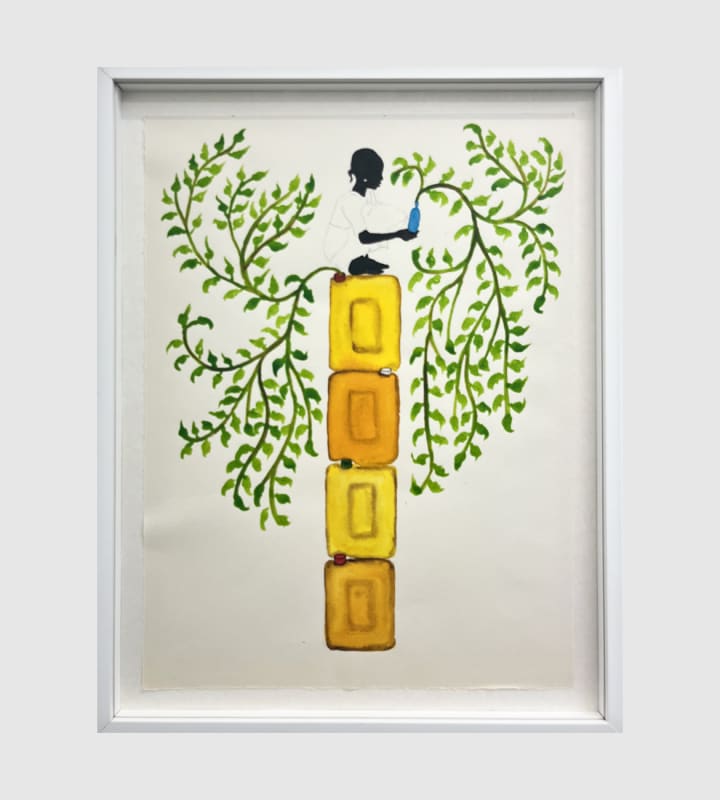 Saïdou Dicko, The Waterfall, 2025 - Watercolor painting on paper by Saïdou Dicko