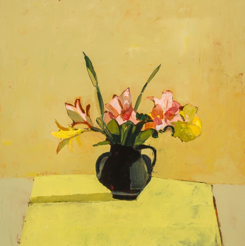 Mhairi McGregor RSW, 'Lillies and Roses', Oil on canvas, 30 x 30 inches