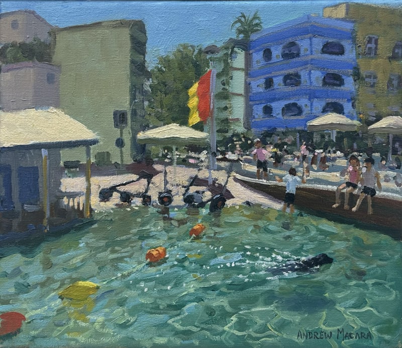 Andrew Macara RBA NEAC, Sea Dog, Xlendi, Gozo, Malta, Oil on canvas, 12 x 14 inches