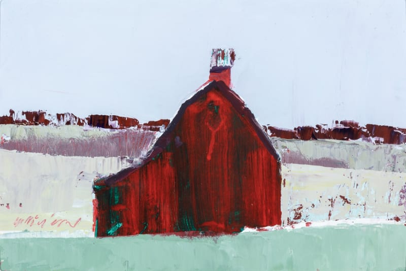 Prairie Barn, Illinois Oil on canvas 9.5 x 14 "