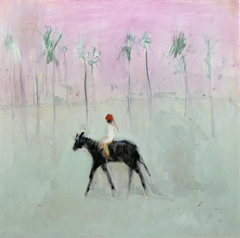 Ann Shrager NEAC Mahout on Horse Oil on board 24 x 24 "