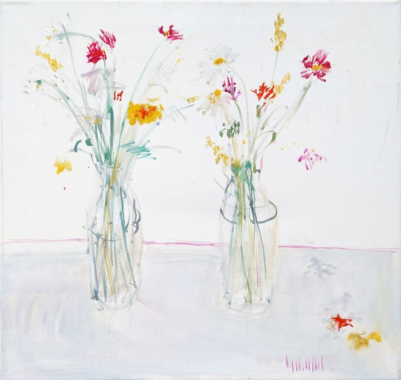 Ann Shrager NEAC Spring Flowers Oil on canvas 20 x 20 "