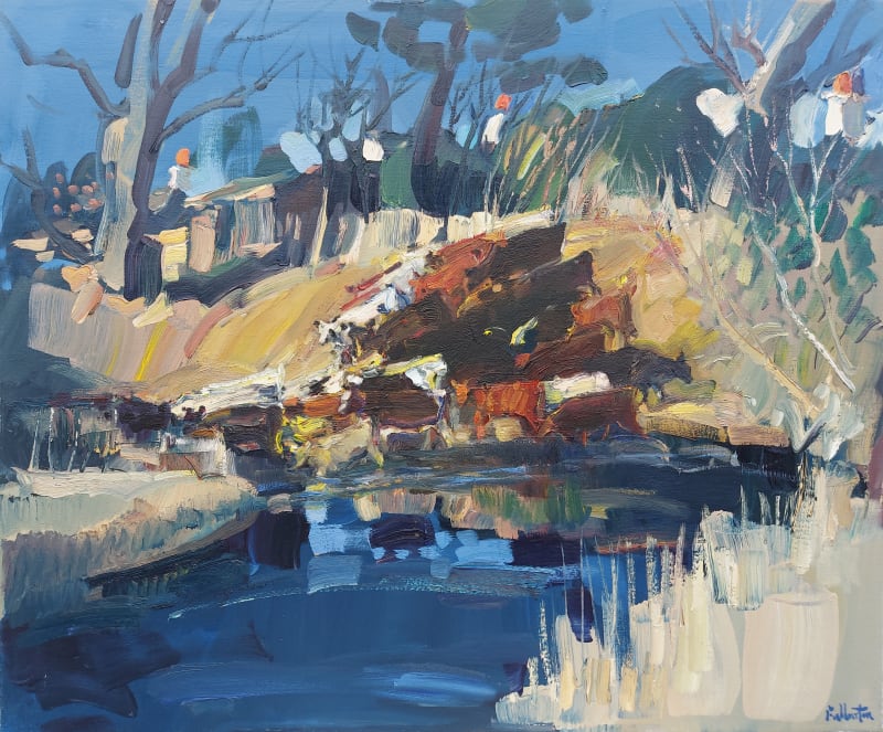 Cattle at Riverside, 2023. Oil on canvas, 30 x 36 " | Enquire/Buy now