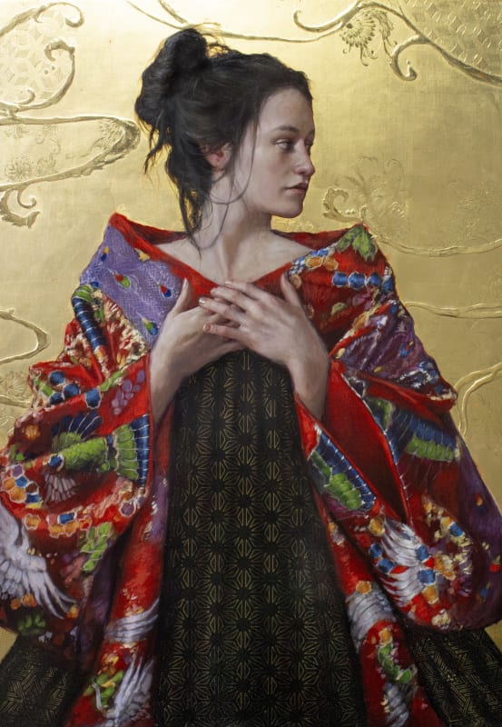 Stephanie Rew I Keep It In My Heart Oil, egg tempera and 24ct gold leaf on panel 23.5 x 16 " 60 x 40 cm