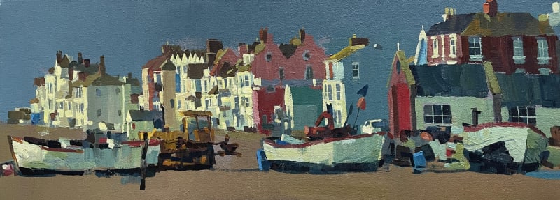 Hashim Akib Aldeburgh Seafront Acrylic on canvas 12 x 31 "