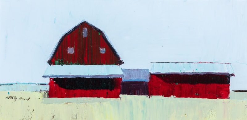 Red Barn Iowa Oil on canvas 12 x 24 "