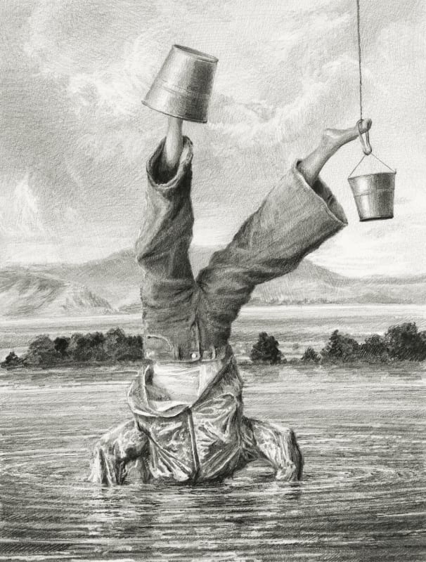 Ethan Murrow, Aquarist, Graphite on paper, 2025