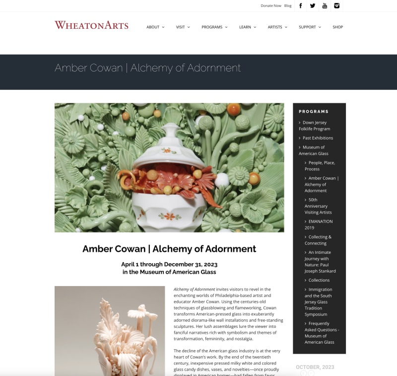 Amber Cowan 'Alchemy of Adornment' Exhibition at The Museum of American Glass , Apr 1 - Dec 31, 2023