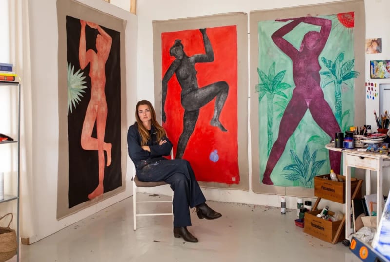 Delia Hamer in her studio