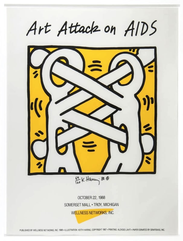 Attack on Aids, 1988 Silkscreen in two colours on poster paper, (Troy, Michigan, October 22nd, 1988. Signed, numbered and dated...