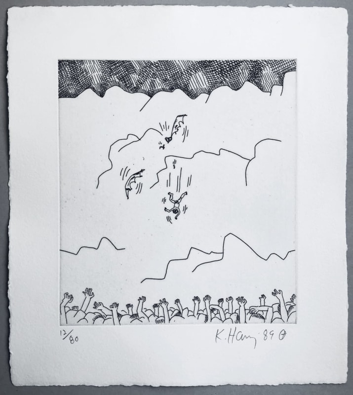 Falling from the Sky, 1989 Original etching in black and white, 1989, on wove paper, signed by the artist in...