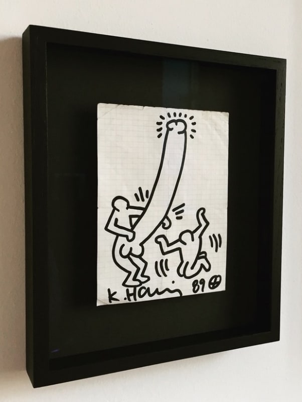 Untitled (Drawing on Paper, Penis), 1989 Unique ink drawing on gridded paper, framed.