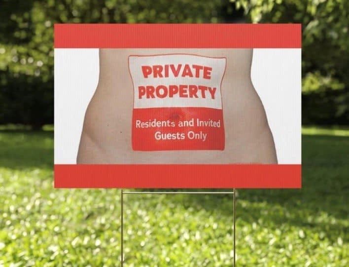 PRIVATE PROPERTY (residents and invited guests only) by Martz' used as yardsign fundraiser for Planned Parenthood during the mid-term elections
