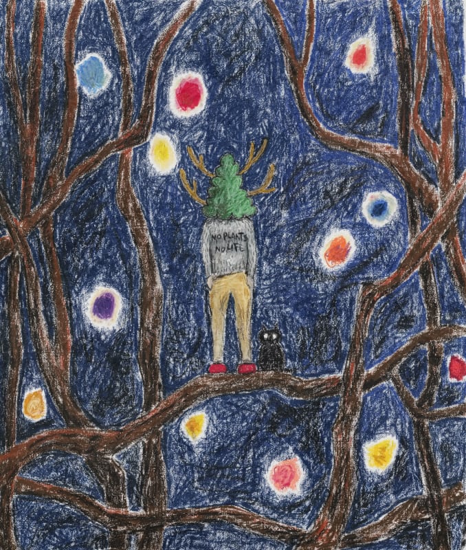 平子雄一|Bark 63|2021|146.5×124 cm|Oil Pastel on Canvas