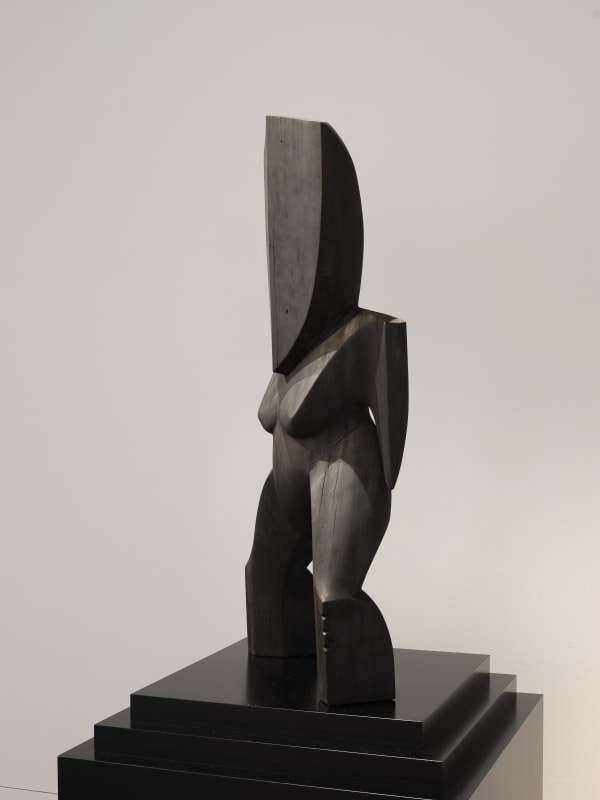 Terje Koloamatangi, Tupu'anga, hand carved and charred recycled Rimu, painted MDF plinth, 1800mm, 2023