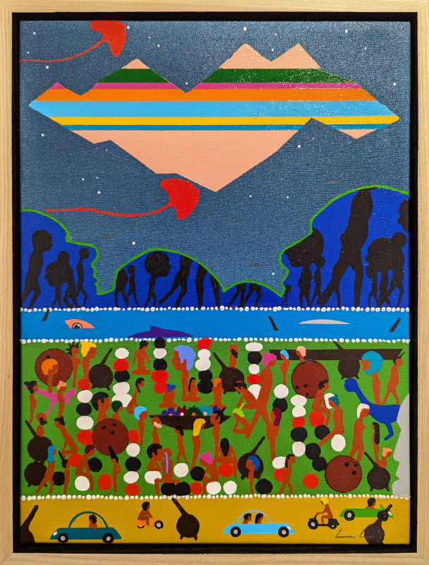 Andy Leleisi'uao, Archipelago Area 70, acrylic on canvas, 400x300mm, 2024.