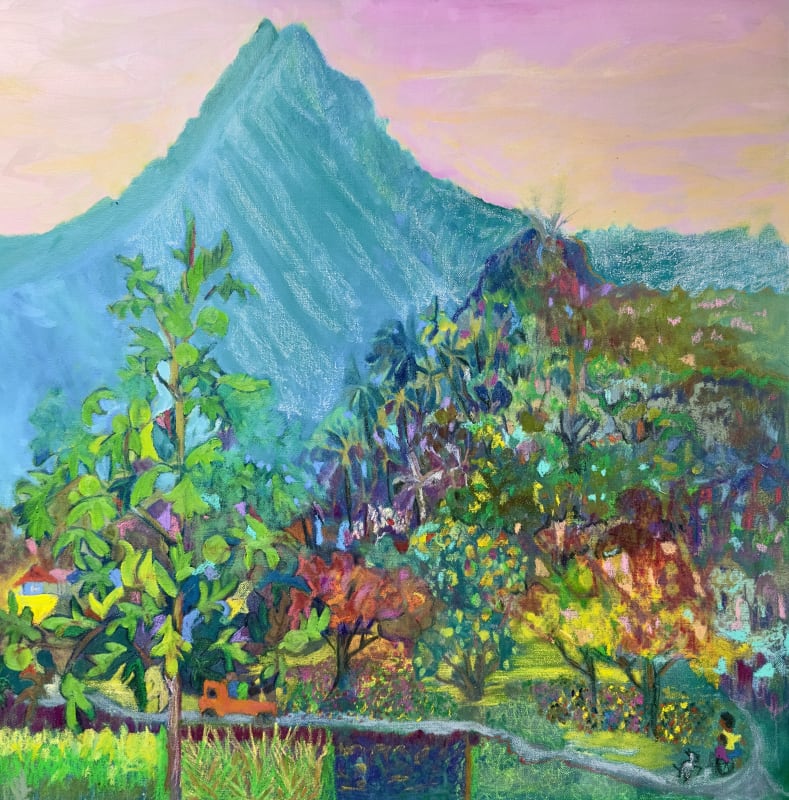 Joan Gragg, Pai Taro O Ruatonga, 2025. Oil/oil pastel on canvas, 760x760mm.