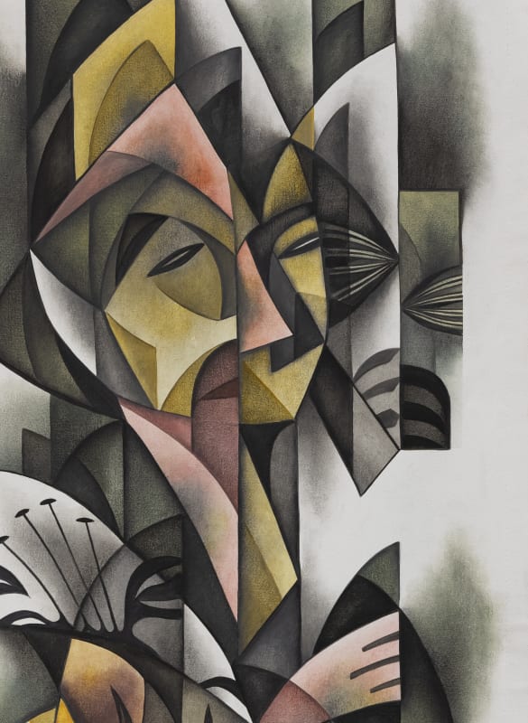 Mahiriki Tangaroa, Tension in the Tide 2 (detail), oil on canvas, 1500x650mm, 2021.