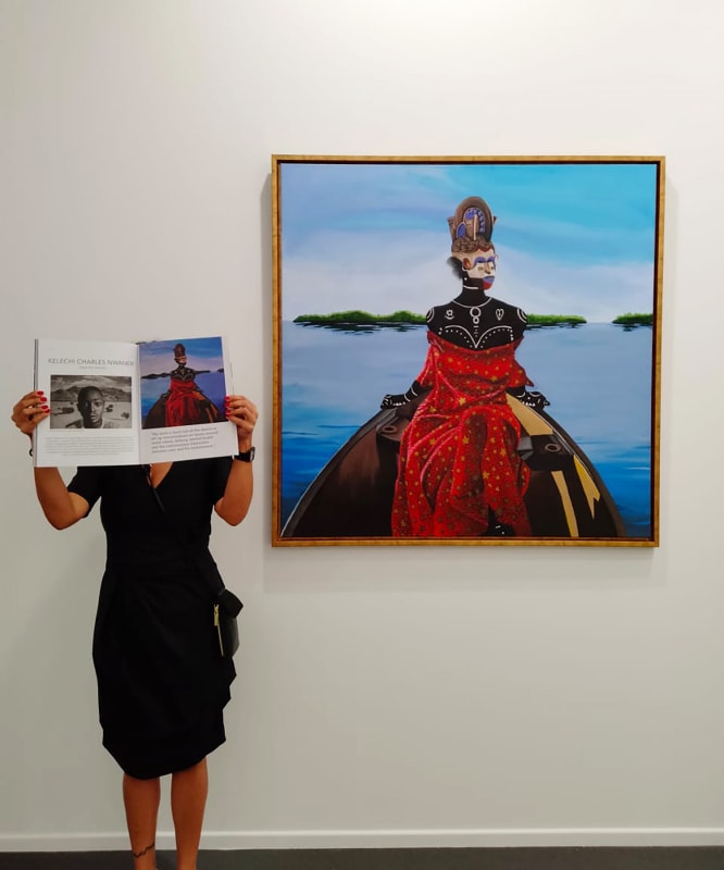 akka project, contemporary african art, africa, emerging, venezia, dubai, painting, kelechi nwaneri, nigeria, art dubai, arm holding, architectural digest