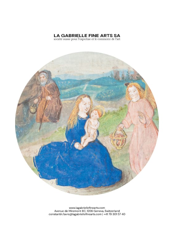 Book cover with an image of an illuminated miniature depicting the Virgin with the Child, from a Book of Hours illuminated by the Mildmay Master, in Bruges c. 1460