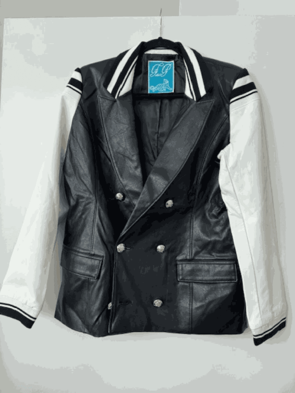 White Sleeves Black Leather, Size XL