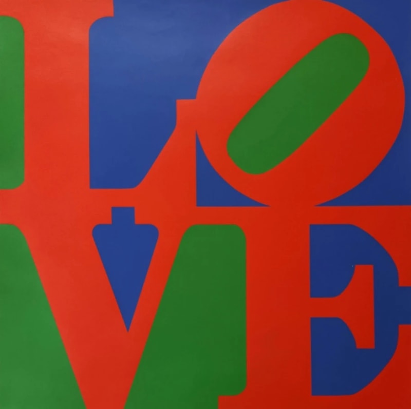Robert Indiana, Love (1996), Painted red/blue/green on aluminum, 66 x 66 cm / 26 x 26 inch.