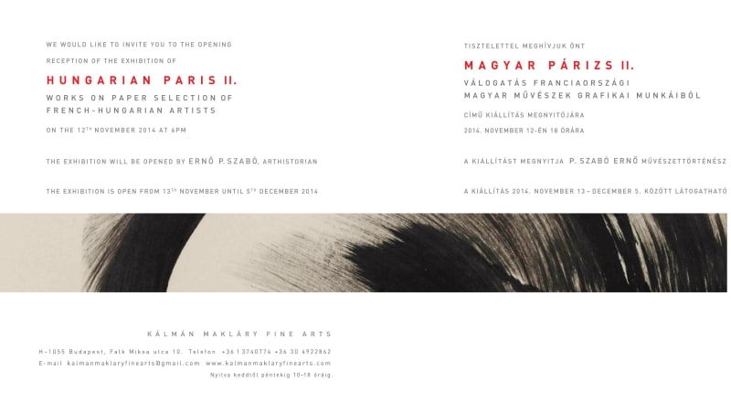 Hungarian Paris II. Works on paper, selection of French-Hungarian artists, Galerie Kálmán Makláry Fine Arts, Budapest