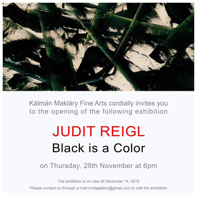 Judit Reigl, Black is a color, Galerie Kálmán Makláry Fine Arts, Budapest