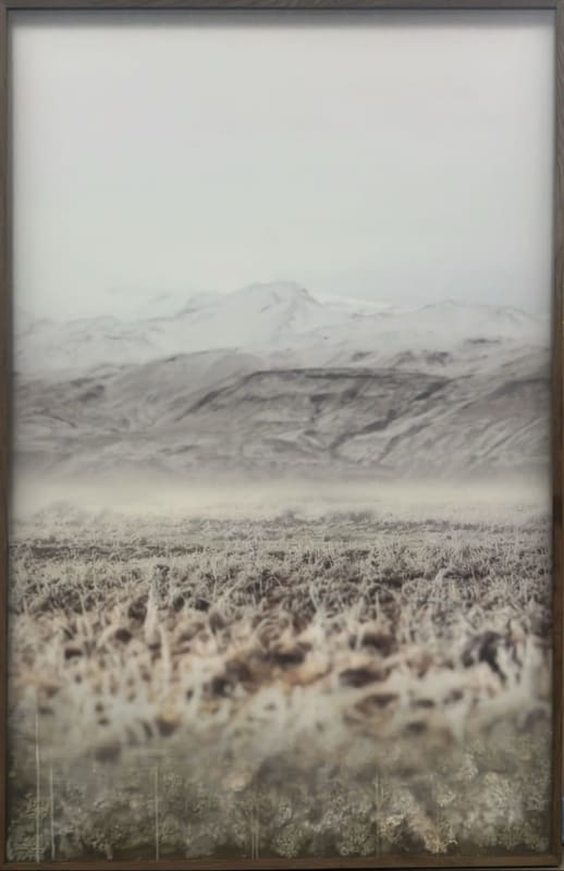 Casper Faassen | Eyjafjallajökull, 2025 | Oil paint, color and white print on setasand | 180 x 120 cm | Edition of 5 & 2 AP