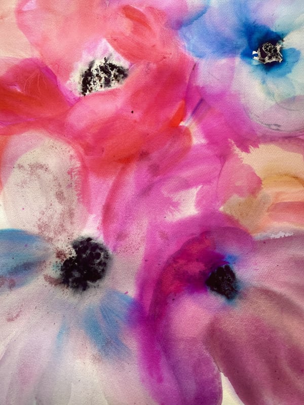 Anemones watercolours and charcoal on paper 2023