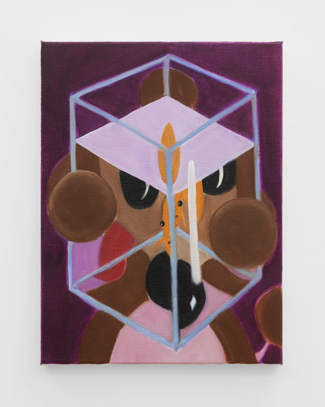 Keith Boadwee, Pink Puzzle Poodle, 2022, oil on linen, 40.6 x 30.5 cm