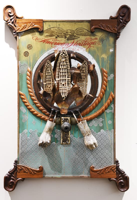 Stephen Hayes American Heritage, 2016 mixed media 31" x 7" x 46"