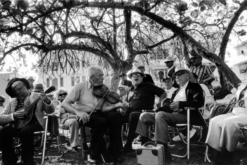 Gary Monroe, Musicians Lummus Park 10th Street 1978, black and white photograph