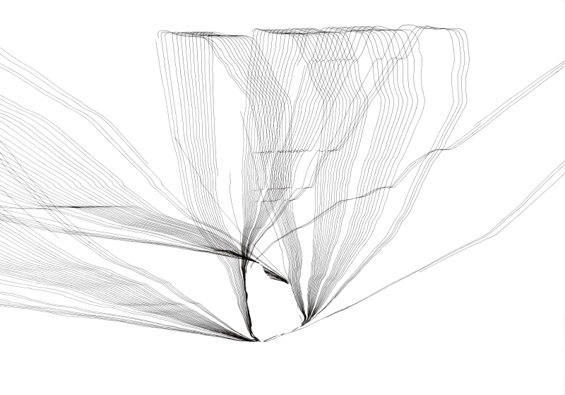Epoch: 06.58 Carron Crag 19.10, 2024 Rotring ink on 300 gms Fabriano paper 50 x 70 cm.