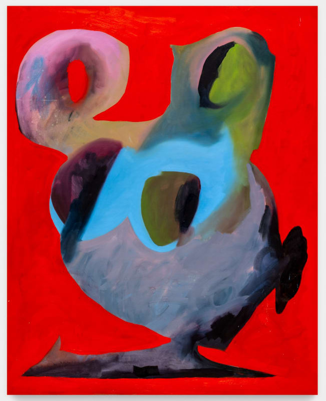 Darius Airo, "when you are a child you get behind the wheel of time hot and a little dizzy. you go for the brakes and hit the accelerator WHOOSH", 2023. Oil on canvas, 60 x 48 in. (Courtesy of Abigail Ogilvy & Whitebox.LA)